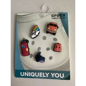 5 Pk Crocs Jibbitz Happy Road Trip Van Life Rainbow Whale Water Bottle Backpack